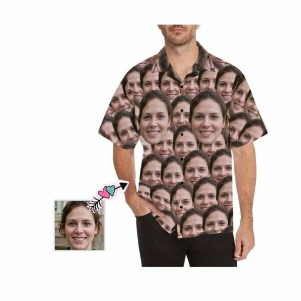 Custom Face Seamless My Lover Men's All Over Print Hawaiian Shirt - Free Design 9to5vibe