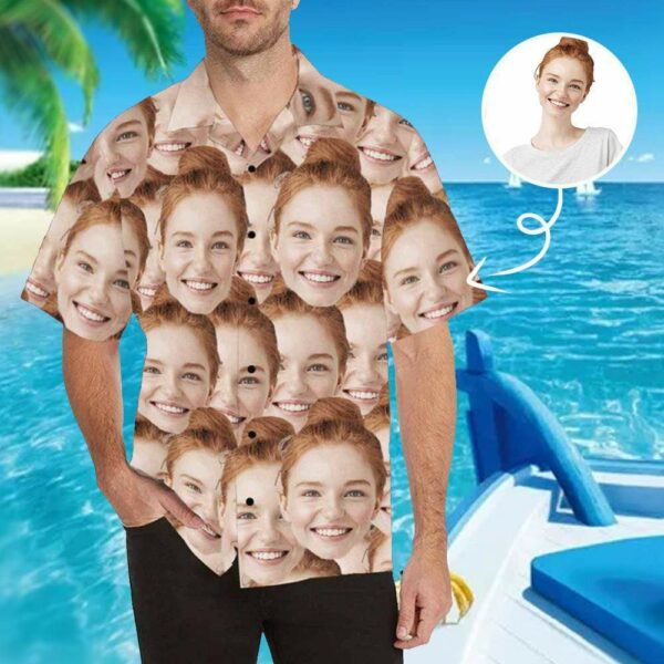 Custom Face Seamless Photo Men's All Over Print Hawaiian Shirt - Free Design 9to5vibe