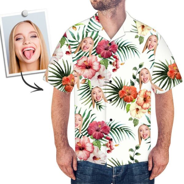 Custom Face Shirt Men S All Over Print Hawaiian Shirt Flowers - Free Design 9to5vibe