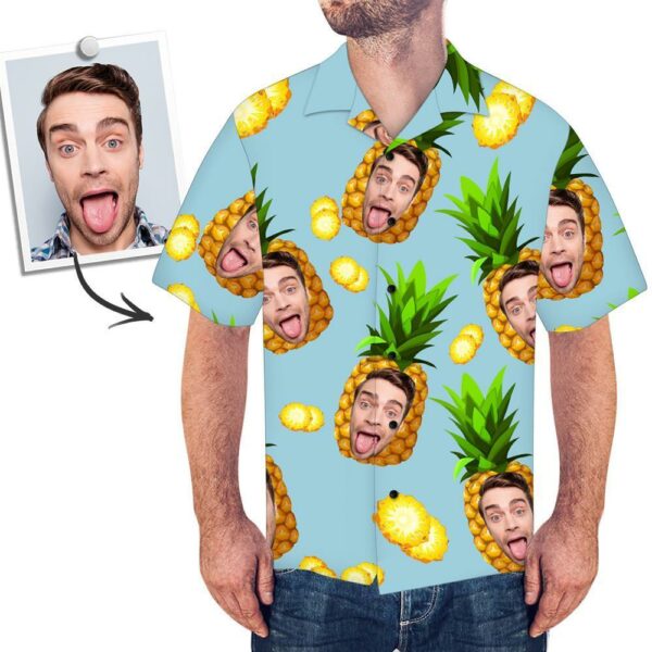 Custom Face Shirt Men's Hawaiian Shirt Big Pineapple - Free Design 9to5vibe