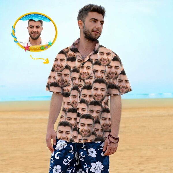 Custom Face Shirt Men's Hawaiian Shirt Face Mash  - Free Design 9to5vibe