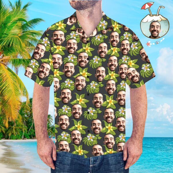 Custom Face Shirt Men's Hawaiian Shirt Flower  - Free Design 9to5vibe