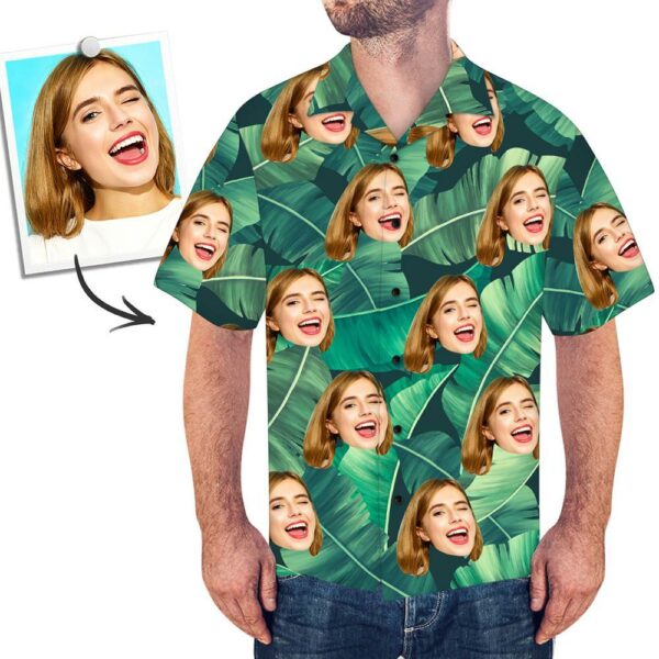 Custom Face Shirt Men's Hawaiian Shirt Green - Free Design 9to5vibe