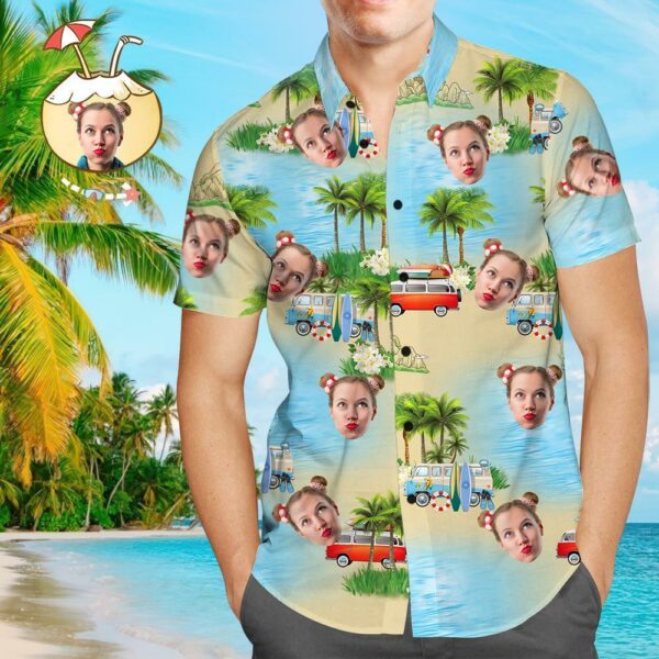 Custom Face Shirt Men's Hawaiian Shirt Island Vacation - Free Design 9to5vibe