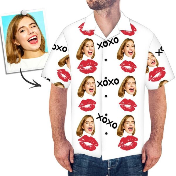 Custom Face Shirt Men's Hawaiian Shirt Red lips  - Free Design 9to5vibe