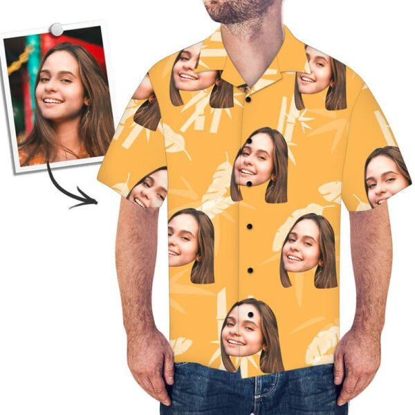 Custom Face Shirt Men's Hawaiian Shirt Simple Style Yellow - Free Design 9to5vibe