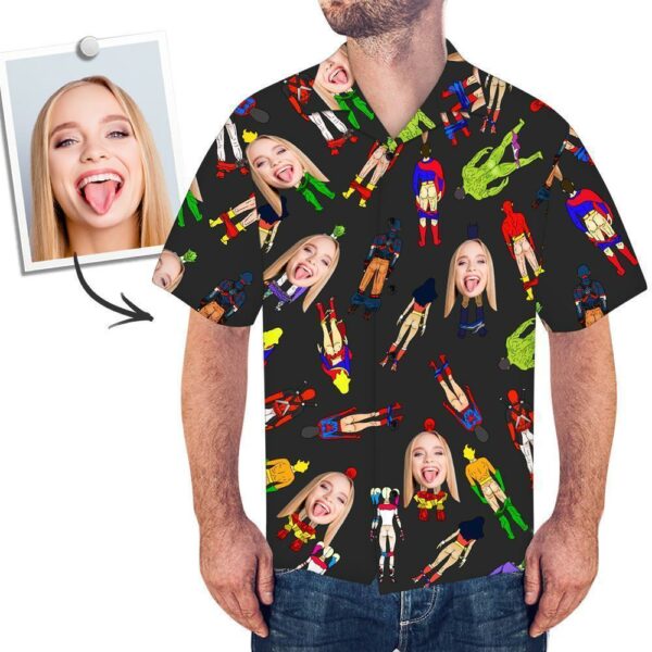 Custom Face Shirt Men's Hawaiian Shirt Super Hero  -  Unique Beach Shirt  - Free Design 9to5vibe