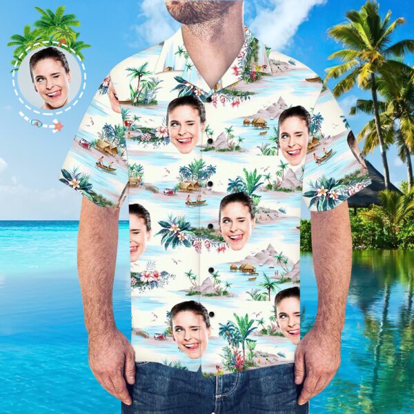 Custom Face Shirt Personalized Men's Hawaiian Shirt Sea View - Free Design 9to5vibe