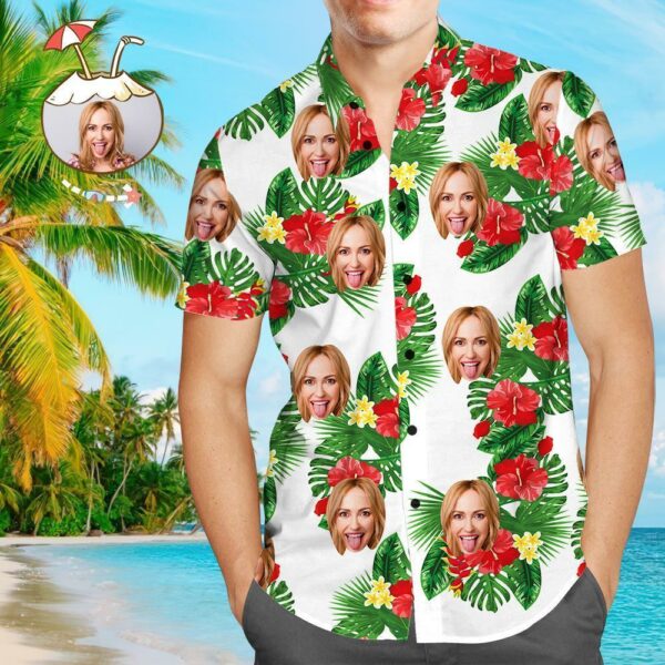 Custom Face Shirt Personalized Photo Men's Hawaiian Shirt  - Free Design 9to5vibe