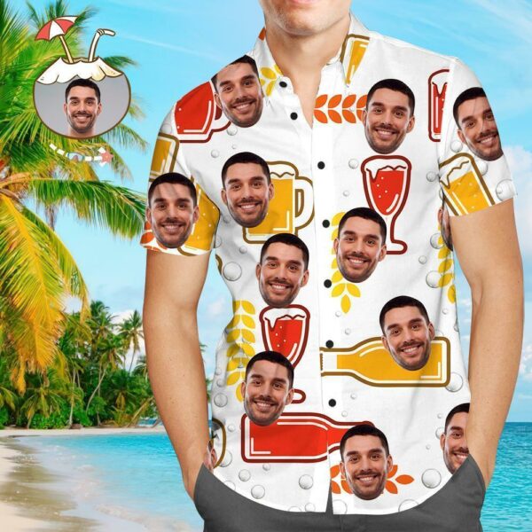 Custom Face Shirt Personalized Photo Men's Hawaiian Shirt Beer - Free Design 9to5vibe