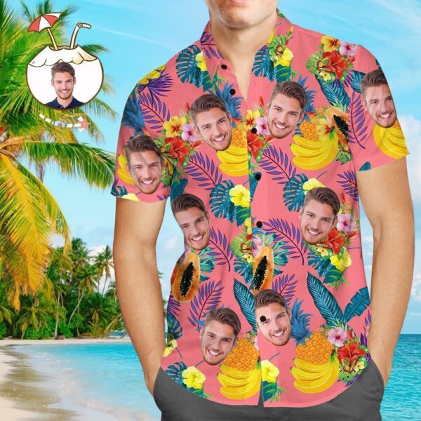 Custom Face Shirt Personalized Photo Men's Hawaiian Shirt Gift for Him - Free Design 9to5vibe