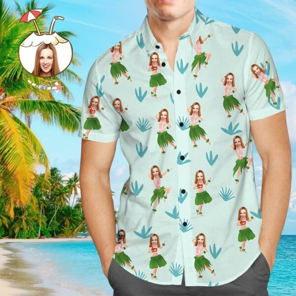 Custom Face Shirt Personalized Photo Men's Hawaiian Shirt Happy Dance  - Free Design 9to5vibe