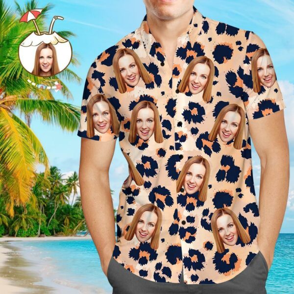 Custom Face Shirt Personalized Photo Men's Hawaiian Shirt Leopard - Free Design 9to5vibe