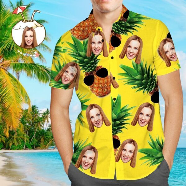 Custom Face Shirt Personalized Photo Men's Hawaiian Shirt Pineapple - Free Design 9to5vibe