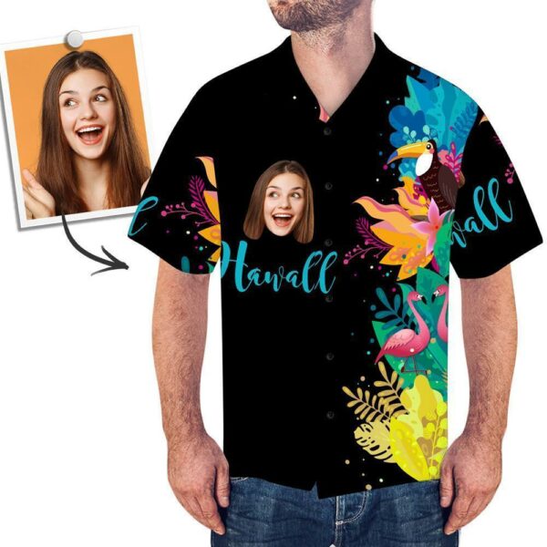 Custom Face Shirt Photo Hawaiian Shirt Black Shirt  - Free Design 9to5vibe