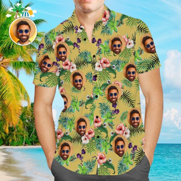 Custom Face Shirt with Text Men's Hawaiian Shirt Fashion Apparel  - Free Design 9to5vibe