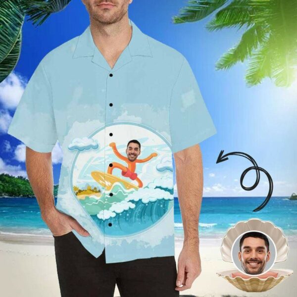 Custom Face Surfing Men's All Over Print Hawaiian Shirt  - Free Design 9to5vibe