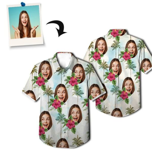 Custom Photo Hawaiian Shirts - Hibiscus Palm Tree Summer - Custom Face Shirt All Over - Free Design 9to5vibe