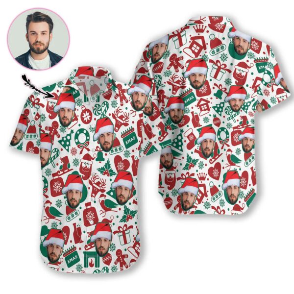 Funny Custom Face Christmas Pattern Seamless 01 EZ03 2710 Custom Hawaiian Shirt  - Free Design 9to5vibe