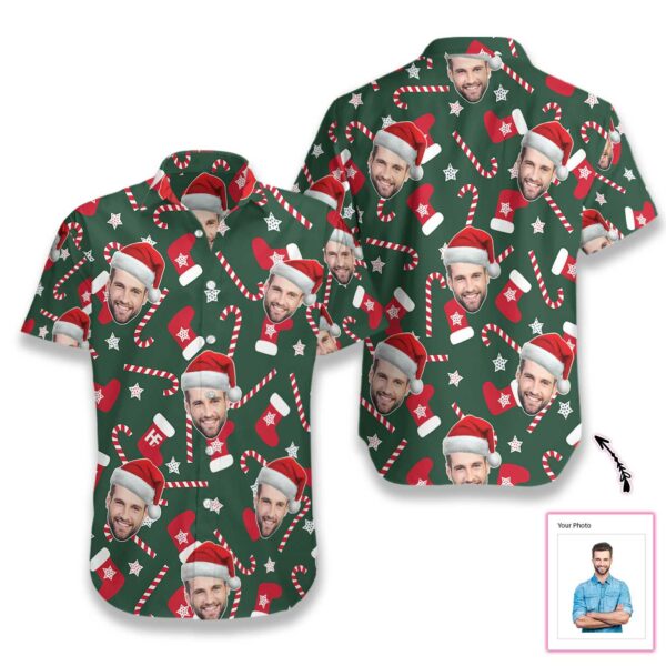 Funny Custom Face Christmas Pattern Seamless  Custom Hawaiian Shirt  - Free Design 9to5vibe