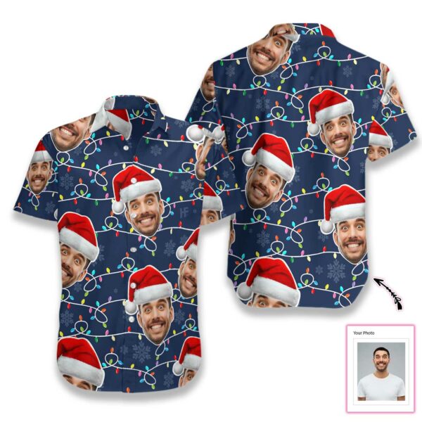 Funny Custom Face Christmas Pattern Seamless  Custom Hawaiian Shirt  - Free Design 9to5vibe