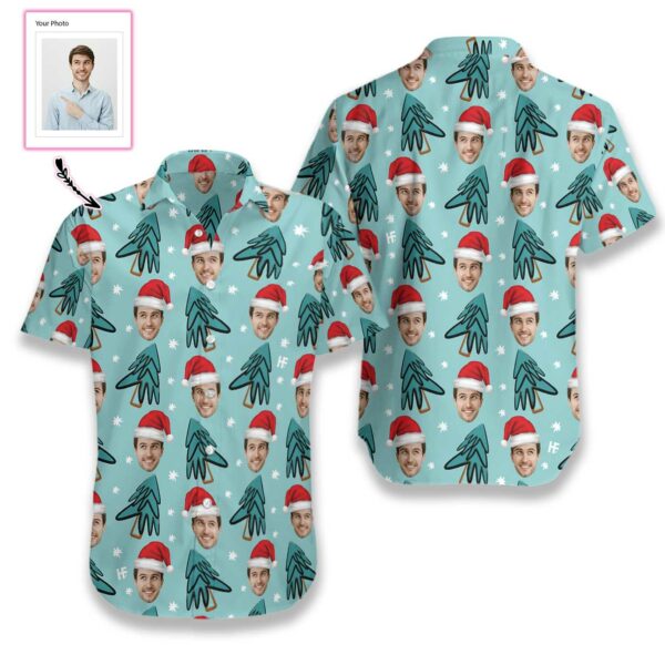 Funny Custom Face Christmas Tree  Custom Hawaiian Shirt  - Free Design 9to5vibe