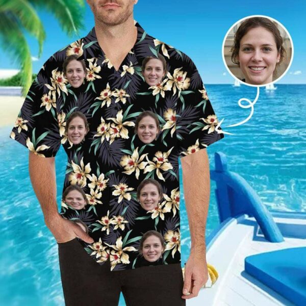 Personalized Custom Face Photo Dark Hawaiian Shirts  - Free Design 9to5vibe